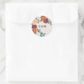 Hochzeit im Herbst Orangen-Terrakotta Runder Aufkleber (Tasche)