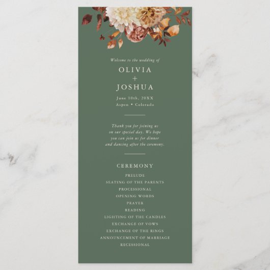 Hochzeit im Herbst Programm (Vorderseite)