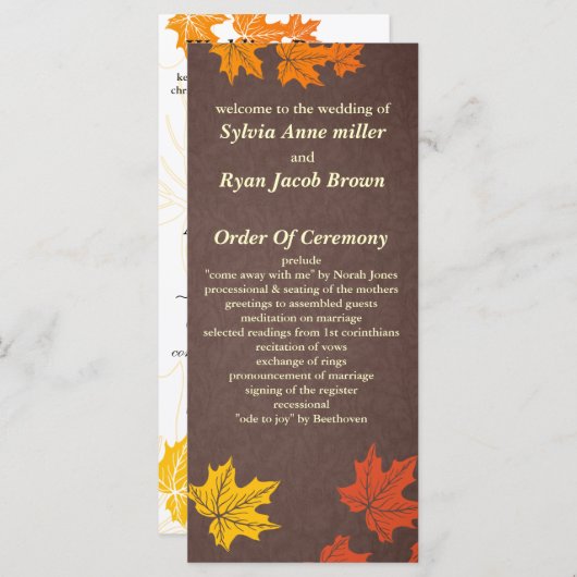 Hochzeit im Herbst Programm (Vorne/Hinten)