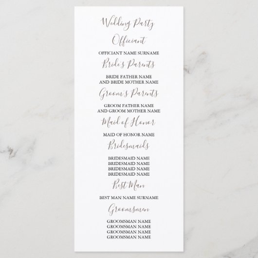 Hochzeit im Herbst-Programme von White and Gold Pu Programm (Rückseite)