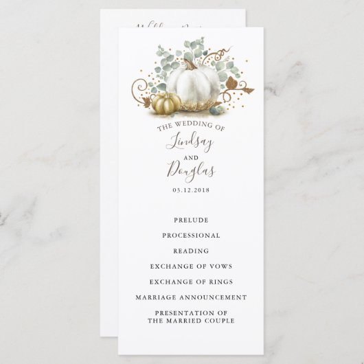 Hochzeit im Herbst-Programme von White and Gold Pu Programm (Vorne/Hinten)