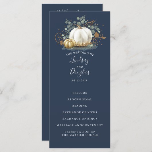 Hochzeit im Herbst-Programme von White and Gold Pu Programm (Vorne/Hinten)