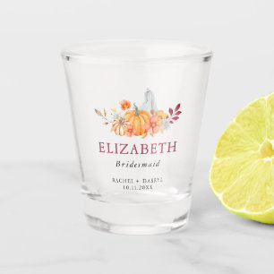 Hochzeit im Herbst Pumpkin Bridesmaid Geschenk Cus Schnapsglas