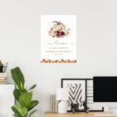 Hochzeit im Herbst Pumpkin Floral Willkommen Poster (Heimbüro)