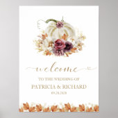 Hochzeit im Herbst Pumpkin Floral Willkommen Poster (Vorne)