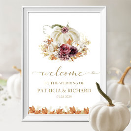 Hochzeit im Herbst Pumpkin Floral Willkommen Poster