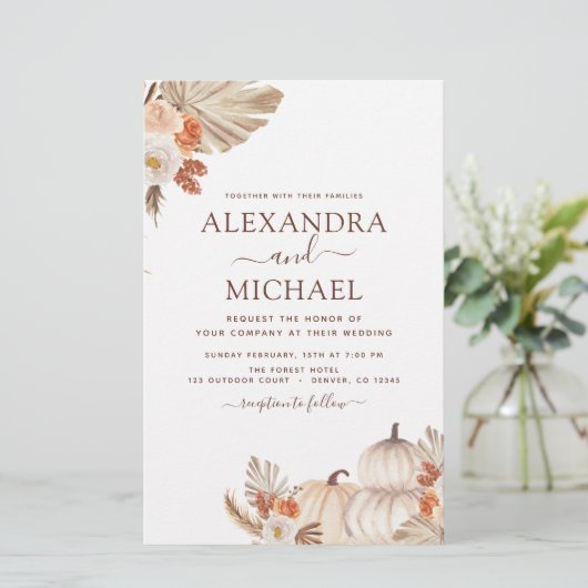 Hochzeit im Herbst Pumpkin Pampas Grass (Stehend Vorderseite)