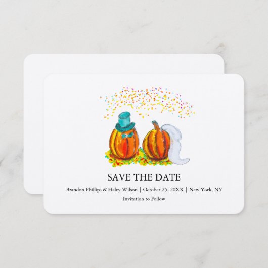 Hochzeit im Herbst Pumpkins Save The Date (Vorne/Hinten)