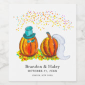 Hochzeit im Herbst Pumpkins Weinetikett (Einzelnes Label)