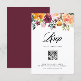 Hochzeit im Herbst QR für Blumengärten RSVP Karte