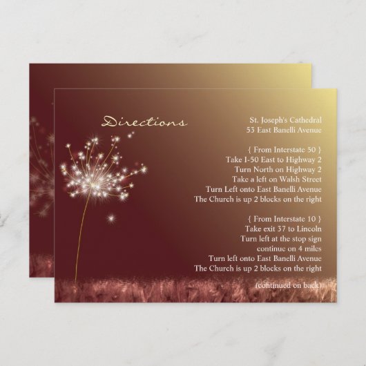 Hochzeit im Herbst Richtung Unterkunft Postkarte (Vorne/Hinten)