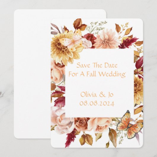 HOCHZEIT IM HERBST ROMANTICE SAVE THE DATE (Vorne/Hinten)