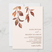 Hochzeit im Herbst rostende Herbstfarben Blätter F Einladung (Vorderseite)