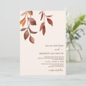 Hochzeit im Herbst rostende Herbstfarben Blätter F Einladung (Stehend Vorderseite)