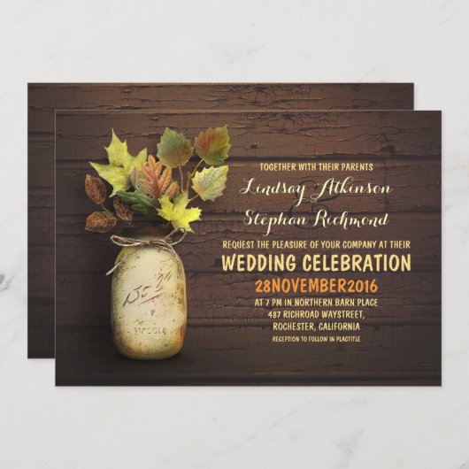 Hochzeit im Herbst & rustikale Einladungen (Vorne/Hinten)