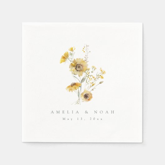 Hochzeit im Herbst Rustikaler Sonnenblumencocktail Serviette (Vorderseite)