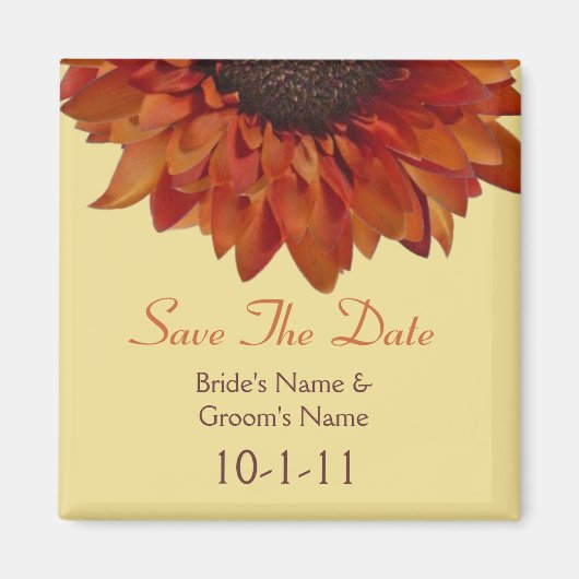 Hochzeit im Herbst Save the Date - Orangenblume Magnet (Vorne)