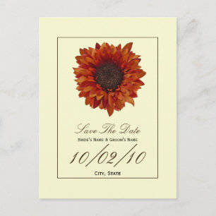 Hochzeit im Herbst Save the Date Postkarte - Blume
