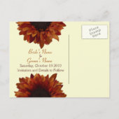 Hochzeit im Herbst Save the Date Sonnenblumen Post Ankündigungspostkarte (Rückseite)