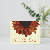 Hochzeit im Herbst Save the Date Sonnenblumen Post Ankündigungspostkarte (Stehend Vorderseite)