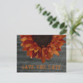 Hochzeit im Herbst Save the Date Sonnenblumen Post Ankündigungspostkarte (Stehend Vorderseite)