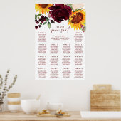 Hochzeit im Herbst Sitzkarte Sonnenblumen Rose Sch Poster (Küche)