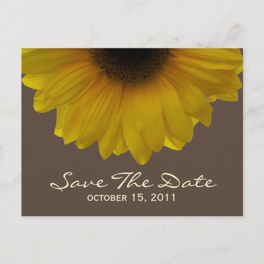 Hochzeit im Herbst Sonnenblume Save the Date Postk Ankündigungspostkarte (Vorderseite)