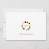 Hochzeit im Herbst Sonnenblumen Burgund Rote Flora Save The Date (Rückseite)