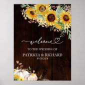 Hochzeit im Herbst Sonnenblumen Pumpkin Willkommen Poster (Vorne)