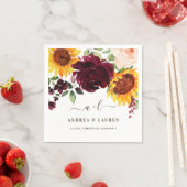 Hochzeit im Herbst Sonnenblumen Rose Burgund Wein Serviette (Beispiel)