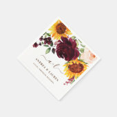 Hochzeit im Herbst Sonnenblumen Rose Burgund Wein Serviette (Ecke)