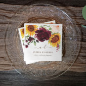 Hochzeit im Herbst Sonnenblumen Rose Burgund Wein Serviette