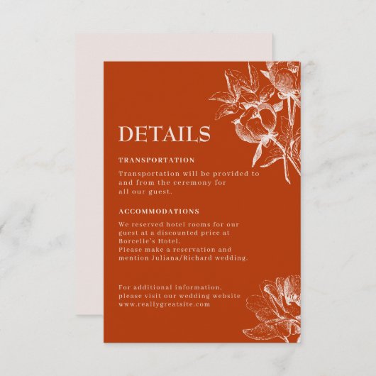 Hochzeit im Herbst Terracotta-Bronze Begleitkarte (Vorne/Hinten)