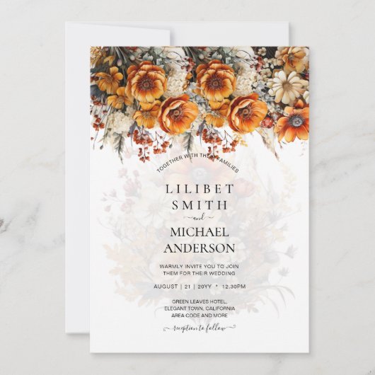 HOCHZEIT IM HERBST THEMA | BURNT ORANGE | RUSTISCH EINLADUNG (Vorderseite)