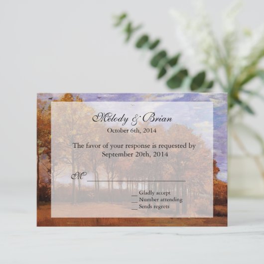 Hochzeit im Herbst UAWG Einladungen. Herbstlandsch RSVP Karte (Stehend Vorderseite)