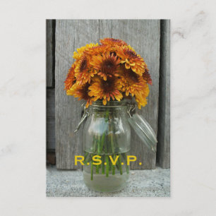 Hochzeit im Herbst UAWG: Mason Jar Blume & Barnwoo RSVP Karte