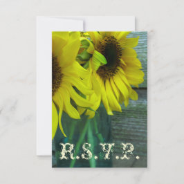 Hochzeit im Herbst UAWG: Sonnenblumen Mason Jar /  RSVP Karte
