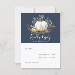 Hochzeit im Herbst UAWG von Gold und Weiß Pumpkins RSVP Karte