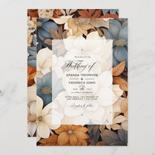 Hochzeit im Herbst von Beige bis Kastanie Einladung (Vorne/Hinten)