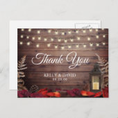 Hochzeit im Herbst von Herbstblättern und Lattern Postkarte (Vorne/Hinten)