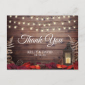 Hochzeit im Herbst von Herbstblättern und Lattern Postkarte (Vorderseite)