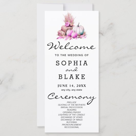 Hochzeit im Herbst von Pink und White Pumpkins (Vorderseite)