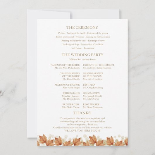 Hochzeit im Herbst von Pumpkin Floral Einladung (Rückseite)