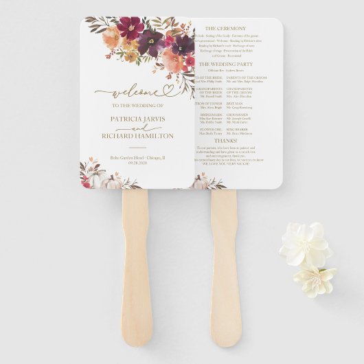 Hochzeit im Herbst von Pumpkin Floral Fächer (Vorne und Hinten)