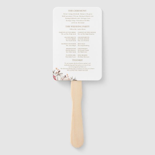 Hochzeit im Herbst von Pumpkin Floral Fächer (Rückseite)