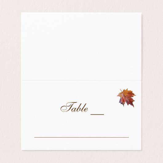 Hochzeit im Herbst Wasserfarbe Fallende Platzkarte Visitenkarten (Außenseite Aufgefaltet)