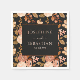 Hochzeit im Herbst Watercolor Schwarz Serviette