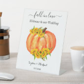 Hochzeit im Herbst Welcome Pumpkin Sockelschild (In SItu)