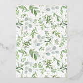 Hochzeit im Herbst White Pumpkin Wreath Greenerity Folieneinladung (Rückseite)