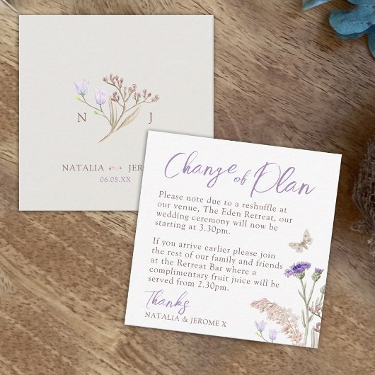 Hochzeit im Herbst Wildblume Monogramm Änderung de Mitteilungskarte